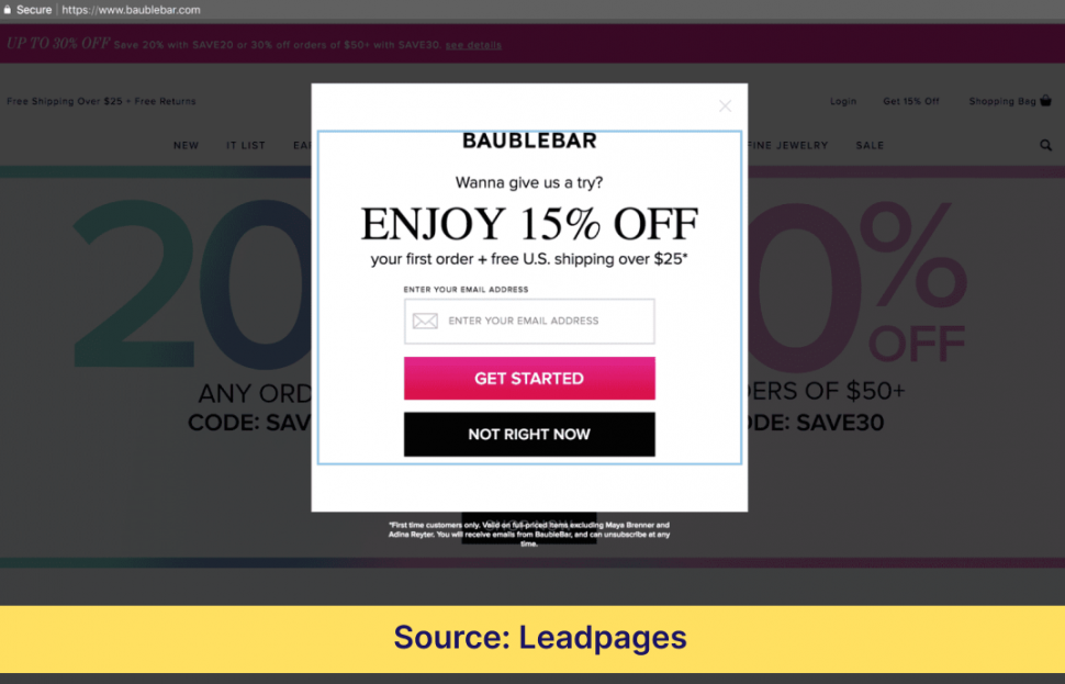Pop ups to increase sales