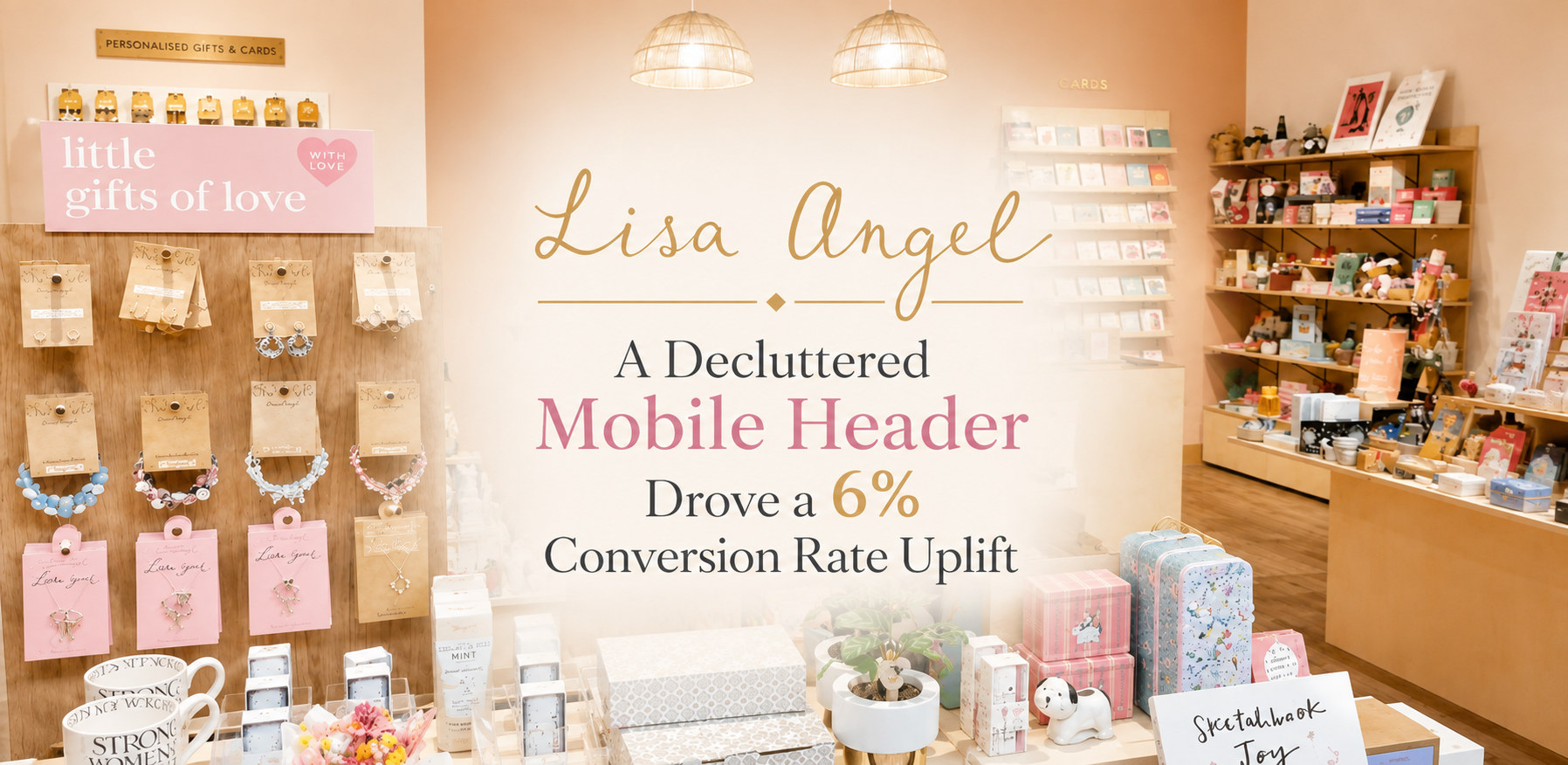 Lisa Angel × OptiPhoenix: A Decluttered Mobile Header Drove a 6% Conversion Rate Uplift
