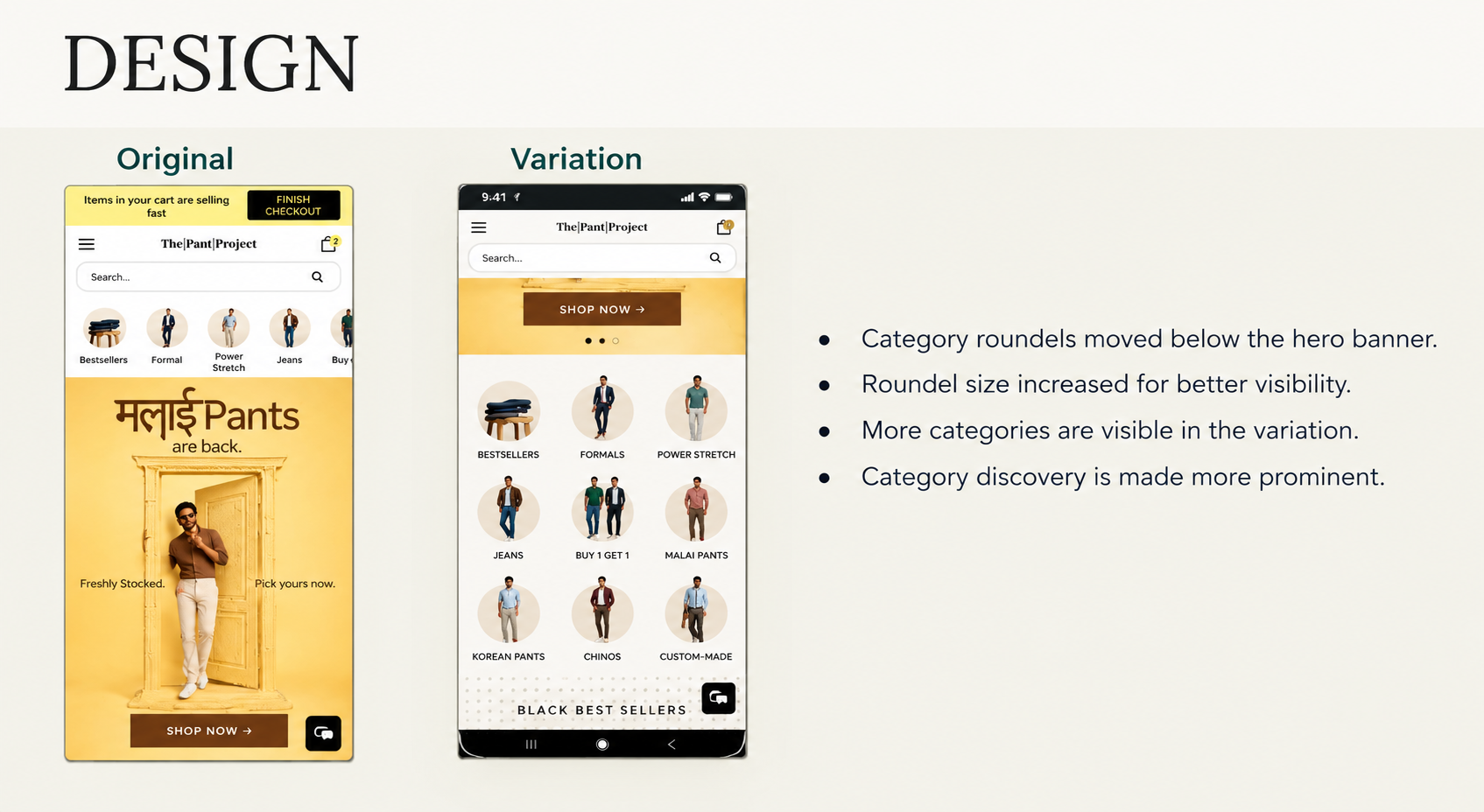 The Pant Project Homepage Optimization – Category Roundel Redesign